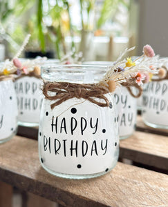 Happy Birthday Kerze im Glas - Birthday Candle - Personalisierte Kerze im Glas - Besonderes Geburtstagsgeschenk - personalisiertes Geschenk