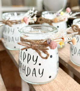Happy Birthday Kerze im Glas - Birthday Candle - Personalisierte Kerze im Glas - Besonderes Geburtstagsgeschenk - personalisiertes Geschenk